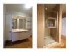 Badkamer met douche en enkele lavabo in badkamermeubel 