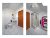 Volledig betegelde badkamer met douche, bidet en wastafel 