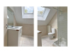 Badkamer met douche, toilet en enkele lavabo in badkamermeubel 